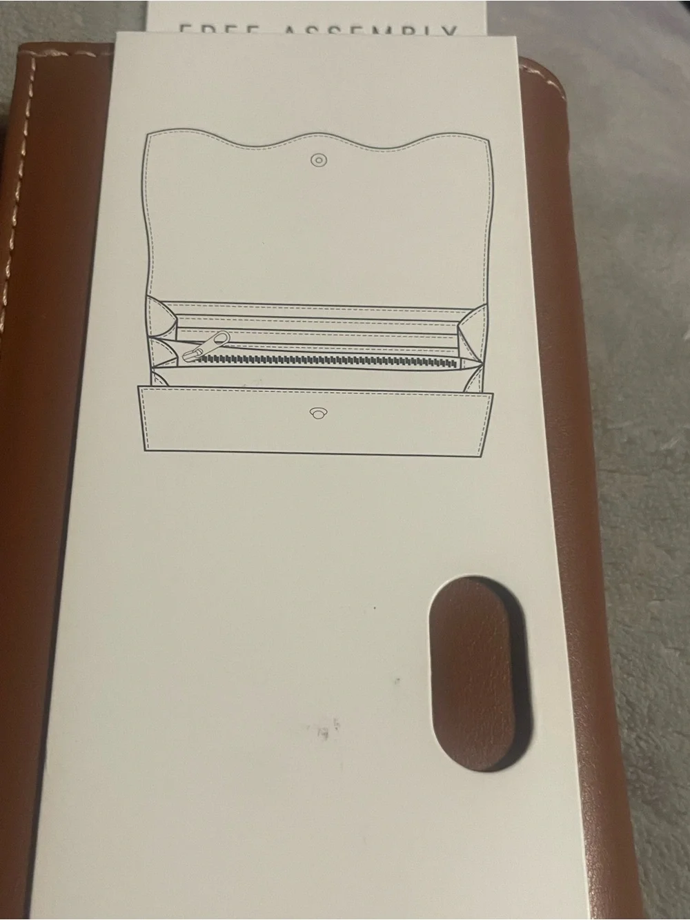 Free Assembly Avery Cut Out Clutch Wallet Cognac Brown Cream NWT